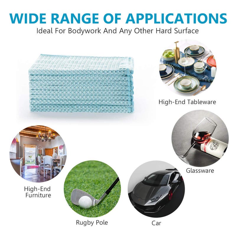 ZHIDIAN Waffle Weave Microfiber Towels, Premium Waffle Knit Car Detailing Towel, Auto Windows Glass Cleaner Cloth, No-Odor Streak-Free Small Cleaning Rags, 8Pack-12x12, Pale Blue - Image 4